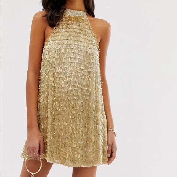 ASOS Dresses & Skirts - ISO ASOS gold tassel embellished high neck dress